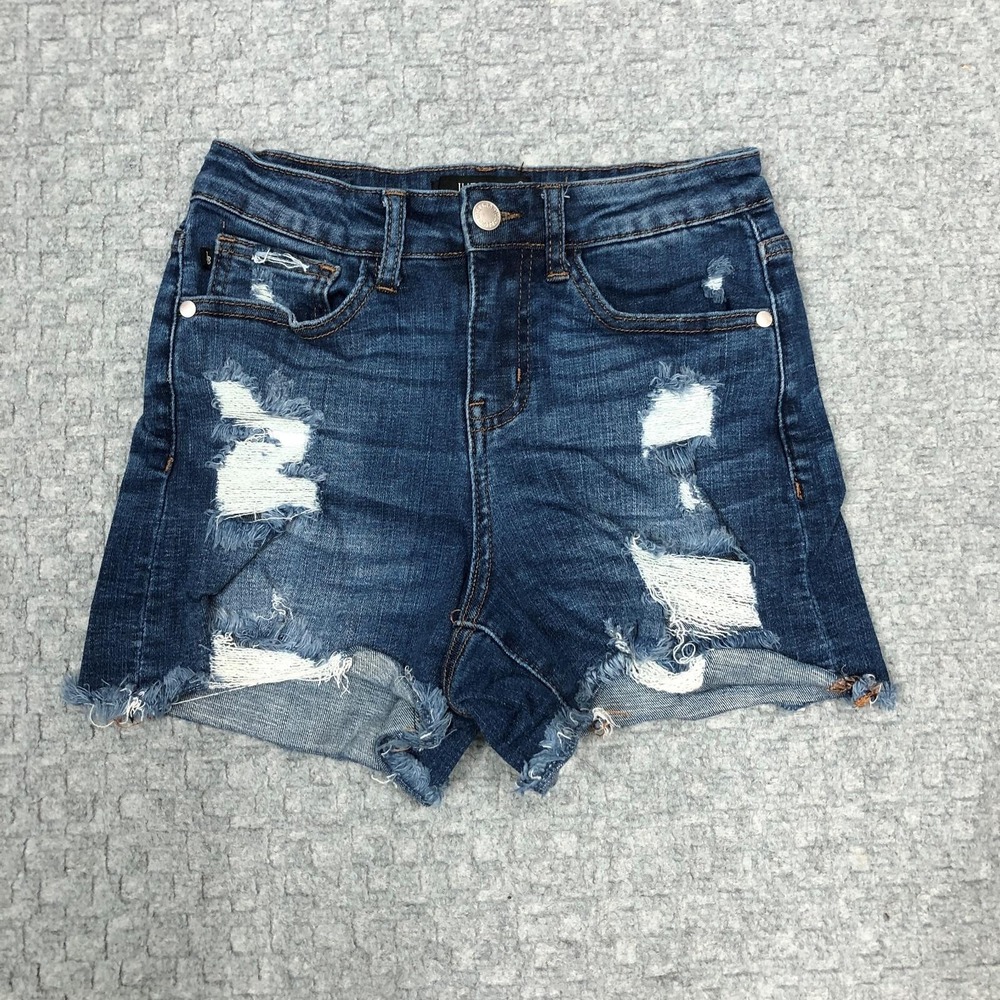 Judy Blue Shorts Womens Small 24 Blue Distressed Denim Cutoff Frayed Hem Stretch